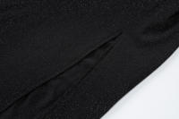 Vestido Largo Elegante De Mujer Otoño 2025 Cuello Redondo Brillo Seda Manga Larga Slim Wrap Abertura En La Cadera Estilo Básico - details 12