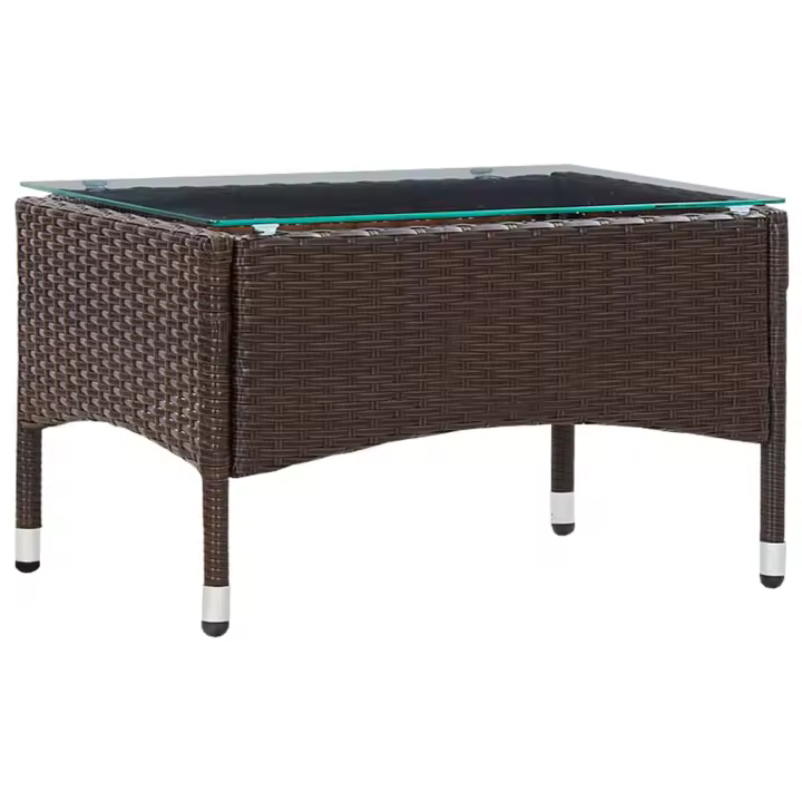 Mesa de centro de ratán sintético marrón 60x40x36 cm - 1
