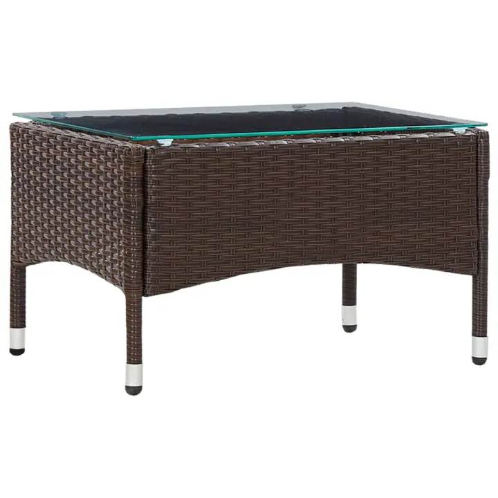 Mesa de centro de ratán sintético marrón 60x40x36 cm - 1