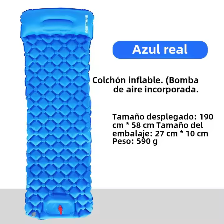 Almohadilla De Dormir Para Camping WEST TUNE Inflable Ultraligera Con Bomba Integrada Y Apoyabaras Para Viajes Y Senderismo - 1