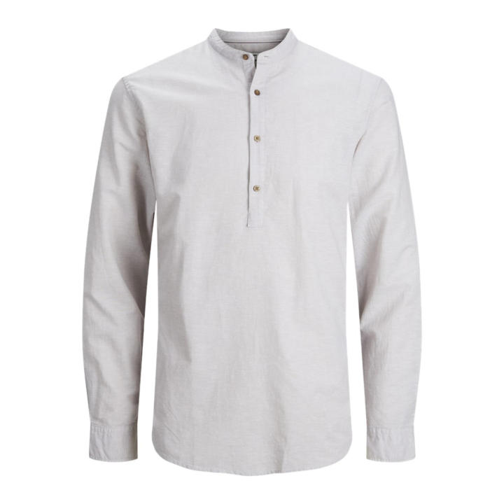 Jack & Jones Camp Collar Linen Blend Shirt in beige-Neutral