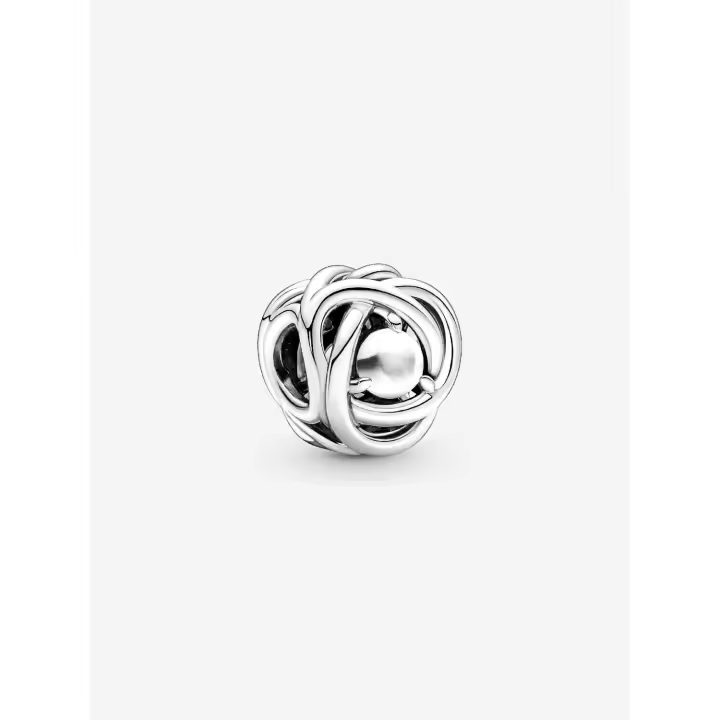 Pandora - Charm de Círculo de eternidad de la casa-Pearl Blanca de Junio-Plata de Legislación - 1