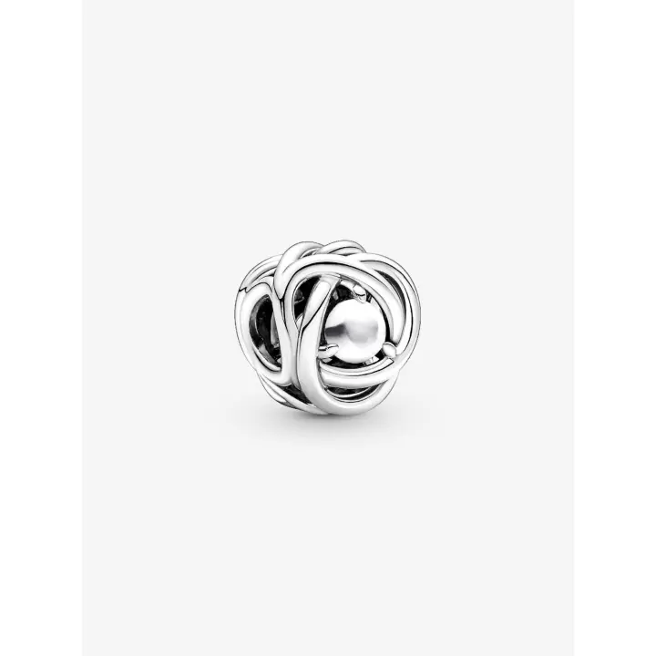 Pandora - Charm de Círculo de eternidad de la casa-Pearl Blanca de Junio-Plata de Legislación - 1