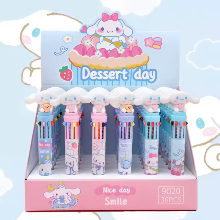 Sanrio Kuromi Bolígrafo De Punto De Sombra 36 Piezas 10 Colores Marcador 0.7mm Material Plástico Instrumento De Escritura Para Escuela Y Oficina - 1
