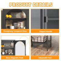 Gabinete Estantería Metal with Puerta de Vidrio Temperado | 5 Grados + 3 Estantes Ajustables | Estructura Robusta para Cocina, Comedor, Sala y Baño | Dimensiones 160x50x35 cm - details 5