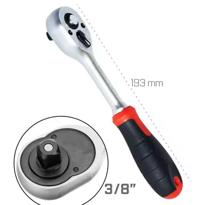 JOMAFA - LLAVE DE CARRACA REVERSIBLE 3/8" 72 dientes 193mm ACERO CR-V - 6379 - 1