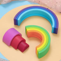 Juego De Bloques De Construcción Para Bebés 10Pcs/set En Forma De Arcoíris De Silicona BPA Libre Juguetes Educativos Montessori Para Masticar Y Aprender - details 13