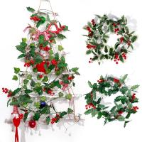 Corona Navideña Con Bayas Rojas Y Hojas Verdes Guirnalda Colgante De Flores Artificiales Para Decoración De Navidad Y Año Nuevo - details 0