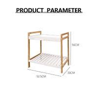 Estante de almacenamiento de pie de dos capas para mesita de noche, armario de madera maciza para sala de estar y hogar - details 1