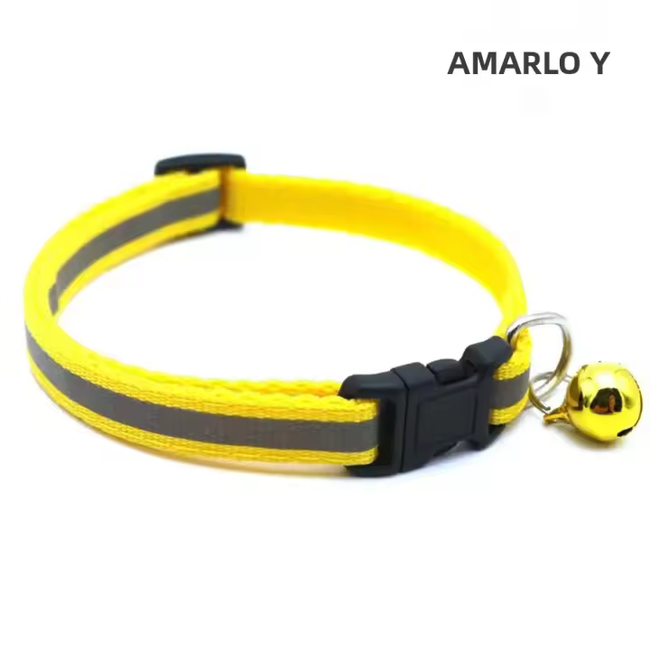 Collar Reflejante Para Gatos Y Perros Con Luz LED Deslumbrante Nylon Accesorios Para Animales Collar Ajustable Con Campana - 1