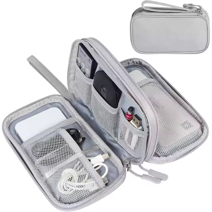 Bolsa organizadora de accesorios electrónicos, Bolsa organizadora cables de viaje de Doble Capa, Bolsa de viaje portátil - 1