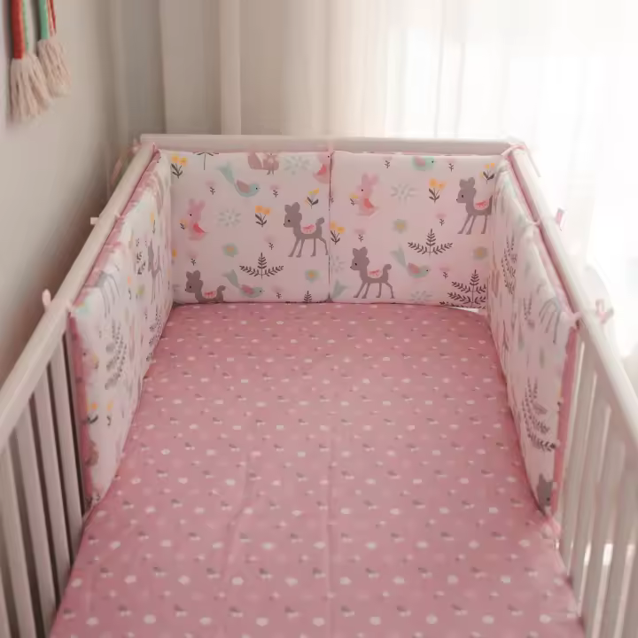 LALA - Ropa de Cama para Cuna de Bebe, ropa de Cama para Nuevo nasido, Valla anticolisión para Bebé, Algodón Puro, Zorro Rosa, 30x30x6, Pieza Enter Lavada. - 1
