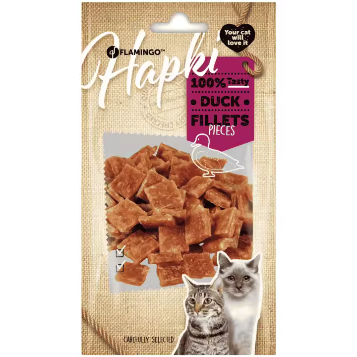 Flamingo Golosinas para Gatos Cuadraditos de Pato – 50 g - 1