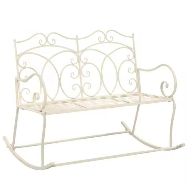 vidaXL Banco de jardín metal envejecido 104 cm en color Blanco/Marrón - 1