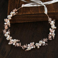 Diadema De Boda Hecha a Mano Con Flores De Concha Y Cristal Imitación Perla Accesorio Para El Cabello De Novia Tiara De Mujer - details 3