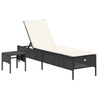vidaXL Tumbona con cojín y mesita ratán sintético Negro, Marrón, Gris Sillas de Exterior Ideal para jardín, playa, piscina, terraza Tumbona Piscina Tumbonas Playa Tumbonas Jardín Exterior - details 5