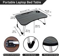 Mesa de cama para portátil, escritorio de pie para sofá, desayuno, bandeja de café plegable, soporte para portátil, soporte de lectura (60 x 40 cm) (negro) - details 3
