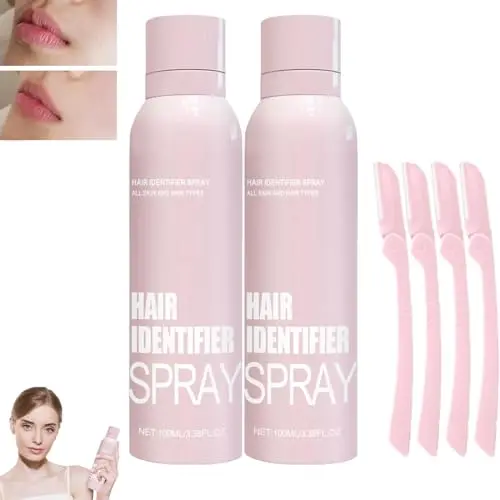 Spray identificador de cabello para afeitado facial, spray identificador de cabello para dermaplaning facial, spray para mostrar el vello facial, spray Skinbody Dermaplane Spray identificador de cabello (rosa*2) - 1