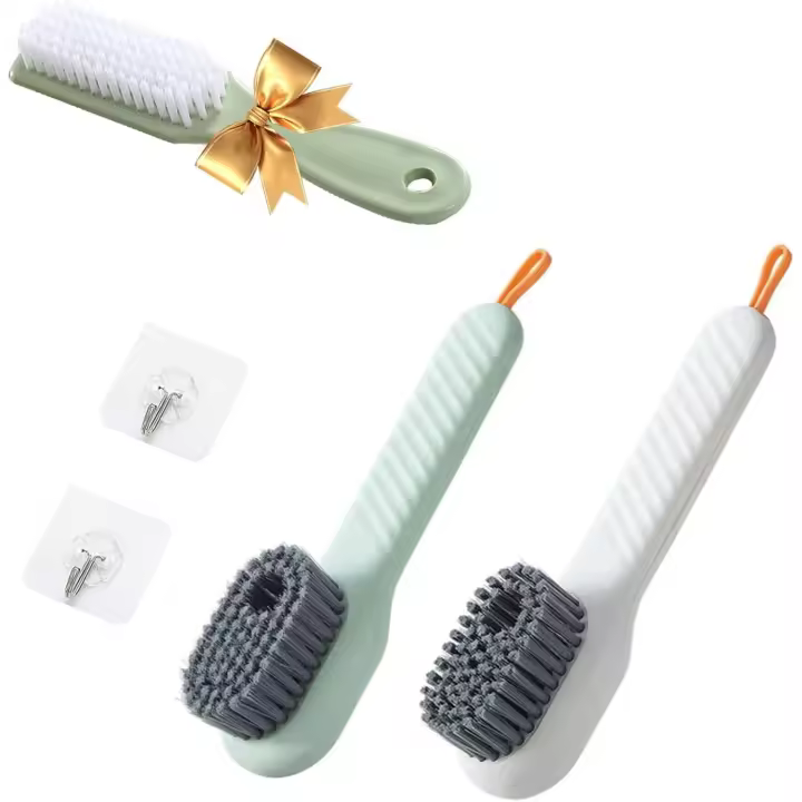 Cepillo automático para zapatos con descarga de líquido, cepillo automático para zapatos con drenaje de líquido, cepillo de limpieza multifunción 2 en 1 con dispensador de jabón, cepillo de limpieza con dispensador de jabón - 1