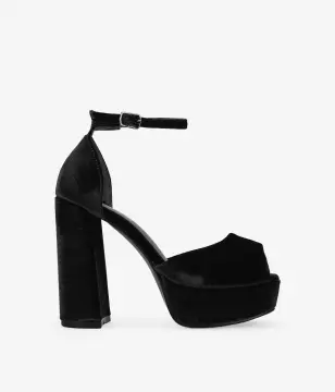 Sandalia Negra Terciopelo - Envío Gratis