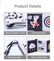 Libro De Tela Suave Para Bebé Juguete De Actividad Sensorial En Negro Y Blanco Alta Contraste Para Cunas Regalos Para Recién Nacidos De 0 a 12 Meses - details 26