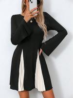 Vestido De Mujer Largo Con Manga Para Primavera Y Verano Estilo Casual Patchwork A-Line Negro Cuello Redondo Vestidos De Verano Mujer - details 4