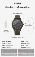 Reloj De Cuarzo Para Hombre Estilo Deportivo Y Retro Con Correa De Cuero Adecuado Para Estudiantes Y Negocios Sin Movimiento Métrico Nueva Moda SYNOKE - details 1