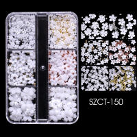 6 Grillas De 3D Flores Blancas Acrílicas Con Cuentas De Acero Para Diseño De Uñas Accesorio De Joyería DIY SASZCT-150 - details 10
