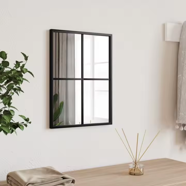 vidaXL Espejo de Pared Rectangular Decoración Colgante para Salón Hierro Negro Dimensiones 30 x 40 cm,  30 x 60 cm,  30 x 80 cm y mas - 1