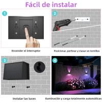 Solar Wall Sconce 3000K Luz Blanca Cálida Para Exterior Ángulo De Choque Superior E Inferior Luz Solar Para Jardín Porche Camino Garage - details 20