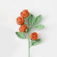 Bouquet De Rosas Creativo Hecho a Mano De Algodón De Leche Crochet Tejido DIY Flores Imitación Decoración De Hogar Color Sólido Multicabeza - details 1