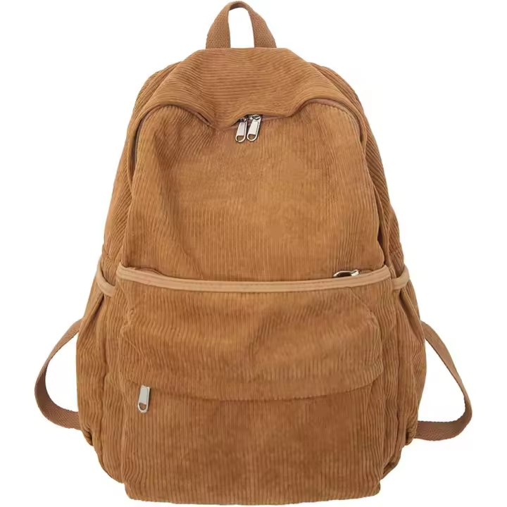 Estética Mochila Linda Mochila de pana Mochila Escolar Bolsa de ordenador portátil (Marrón) - 1