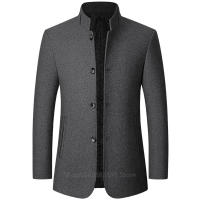 Abrigo De Lana Para Hombre Estilo Británico Sólido De Medio Tamaño Chaqueta De Lana Business Overcoat Casual Cierre Simple - details 2