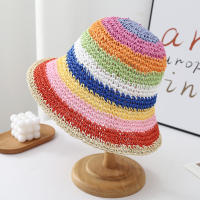 Nueva Gorra De Pescador De Playa Popular Para Mujer Hecha De Paja Artesanal Arco Iris Primavera Uso Al Aire Libre Regalo Para Dama - details 9