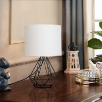 Aigostar - Lámpara de Mesa Estilo Retro Industrial, Portalámparas de Casquillo Fino E14, Lámpara Decorativa con Base Metálica y Tulipa Blanca, Perfecta para Decorar Cualquier Estancia - details 2