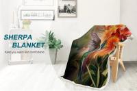 Manta De Fleece Con Patrón De Flor Naranja Y Hummingbird Para Niños Adolescentes Adultos Manta De Sherpa Para Sofá Manta Cómoda Para Cama Material Poliéster 100% Antipelusa Aislante Térmico Retorcionable - details 0