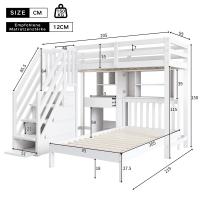 Litera Infantil Multifunctional y Multiuso | Cama Doble 90x200 cm + Cuna Transformable en Escribano with Estantería | Almacenaje Integral, Somier Red y Diseño Moderno Blanco - details 6