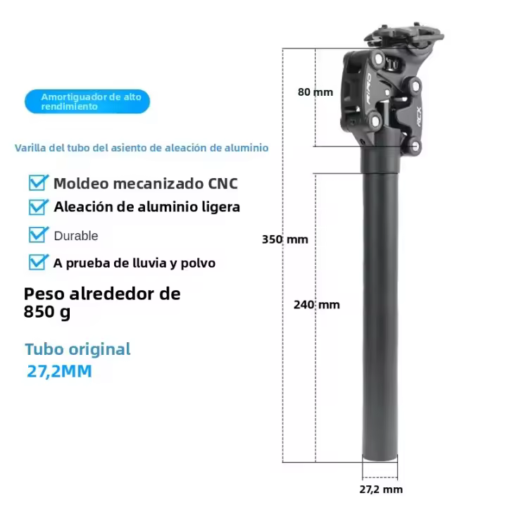 Post De Silla De Bicicleta Con Absorbedor De Choque Para Bicicleta De Montaña 27.2-30.9-31.6mm Tubo De Sillín MTB 350mm Cuatro Enlaces Piezas De Bicicleta - 1