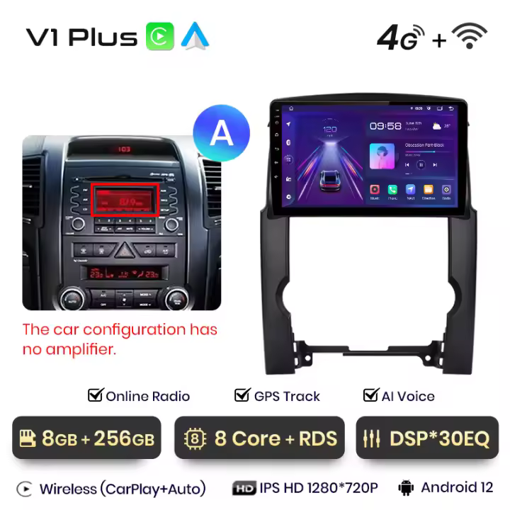 Junsun Android 13 Radio Coche para Kia Sorento 2 XM 2009 - 2012  Inalámbrico CarPlay Android Auto AI Voice 2 din Pantalla Coche Android Auto Multimedia Navegación GPS Auto radio - 1