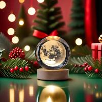 Lámpara De Noche LED 3D Cristal Navidad Con Base De Madera Galaxia Luna Payaso Navidad Decoración Para Dormitorio Hogar Regalo - details 8