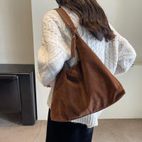 Bolso De Hombro Para Mujer Vintage Con Capa Mate Gran Capacidad Color Sólido Estilo Casual Retro Para Otoño Bolsa De Comercio - details 17