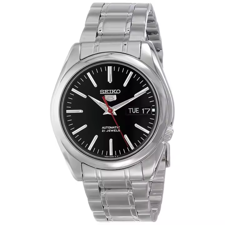 Reloj automático hombre Seiko 5 SNKL45K1 dial negro 38mm correa acero - 1