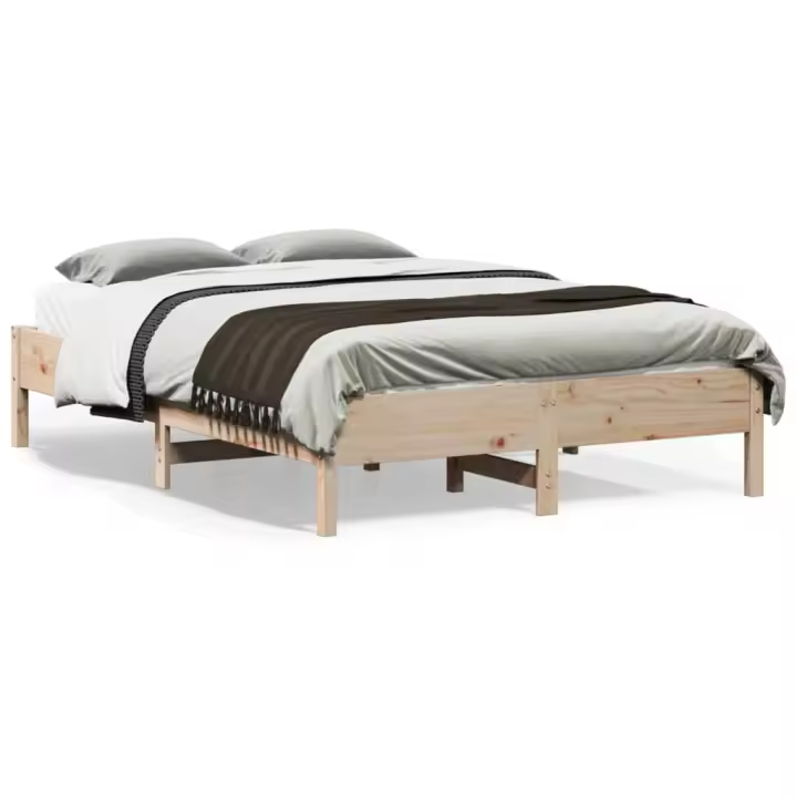 Estructura de cama sin colchón madera maciza de pino 120x190 cm - 1