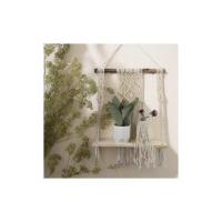 Tapiz de pared, Estante de pared tejido Decoración de pared de madera Estante de almacenamiento colgante flotante Cuerda de algodón bohemio - details 3