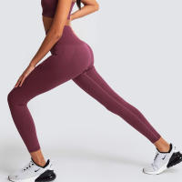 Leggings De Yoga Sin Costuras Para Mujer Levantador De Glúteos Deportivos De Fitness Y Gimnasio Pantalones De Running Terciopelo De Nylon De Cintura Elástica - details 34