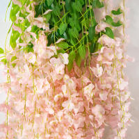 12pcs Guirnalda De Flores Artificiales De Wisteria Para Decoración De Bodas Y Hogar Material De Seda Adorno De Jardín Y Techo - details 4