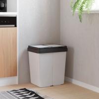 vidaXL Cubo de Basura Doble Contenedor de Reciclaje para Cocina Salón Color Blanco,  Antracita, y mas - details 0