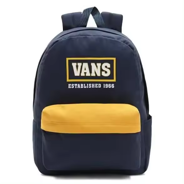 Mochila Vans Old Skool III azul marino con detalles amarillos 22L - Parte posterior acolchada - Apartado interior acolchado para portatil - Bolsillo exterior con cremallera - Asa para mano - Correas acolchadas regulables - 1