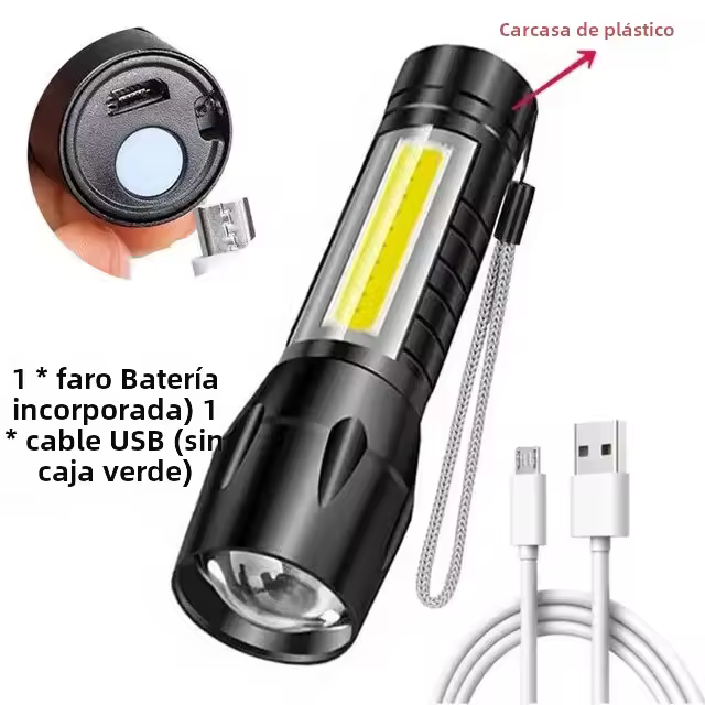 Linterna Táctica LED De Alta Potencia Recargable Con Zoom Telescópico Y Batería Integrada Para Camping Luz De Emergencia Con Distancia De Iluminación De 100-200 M - 1