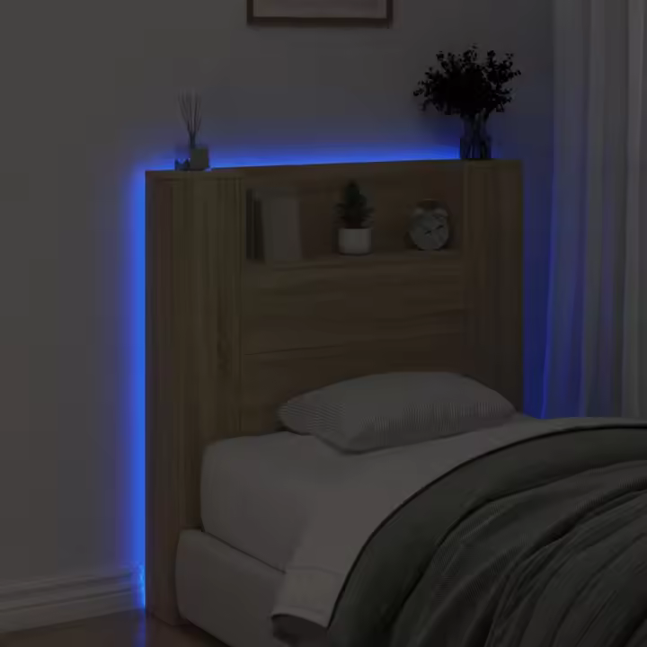 vidaXL Cabecero de cama con luz LED roble Sonoma 100x16,5x103,5 cm - 1